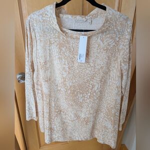 NWT Soft Surroundings Cream and Tan Textured Blouse